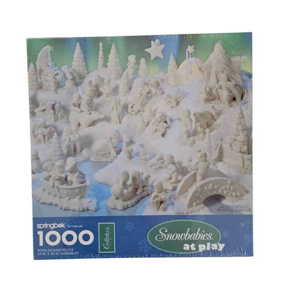 Springbok Snowbabies at Play 1000 Piece Jigsaw Puzzle Sealed Box - Picture 1 of 10